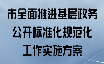 市全面推进基层政务公开标准化规范化工作实施方案