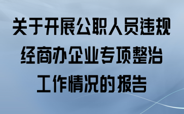 关于开展公职人员违规经商办企业专项整治工作情况的报告